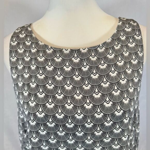 H&M black and white print shift dress size 14 - Picture 2 of 6